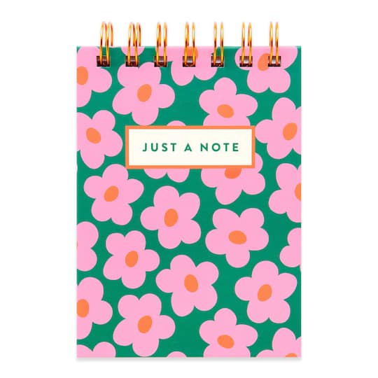 4" x 5.5" Top Spiral Lined List Notebook by Recollections™ in Green/Pink Flower | Michaels®
